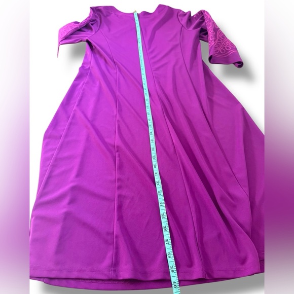 Bob Mackie Wearable Art Dress Purple Embroidered Floral Y-Neck Dress Sz M - Picture 8 of 8